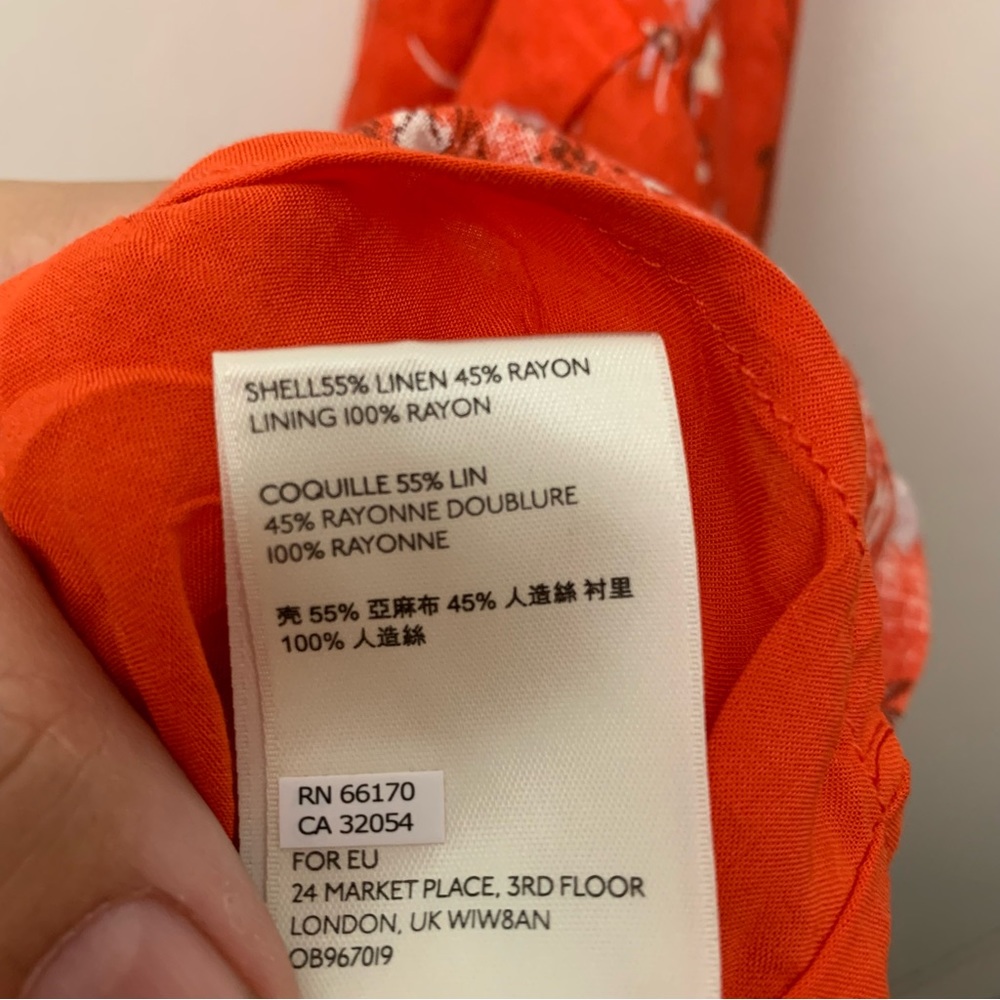 Free People One Shoulder Linen Floral Mini Dress Red Boho - Picture 10 of 12